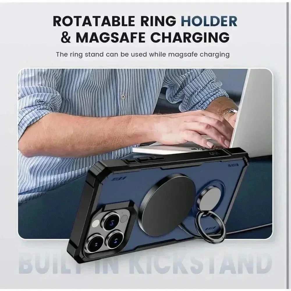 Ring‎ Stand Case for iPhone 15 Pro 6.1” Magnetic Charging Rotatable Kickstand
